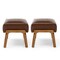 Mid-century Modern Leatherette Accent Stool with Walnut Rubberwood Legs